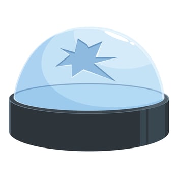 Broken glass dome showing star shaped crack, security breach concept vector