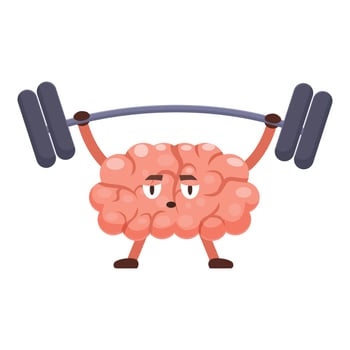 Determined brain lifting weights, mental strength and cognitive enhancement vector