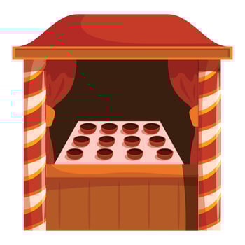 Shell game booth showing cups on table at carnival or fair vector