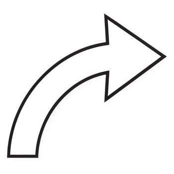 white arrow shape isolated on transparent png