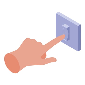 A hand pressing a button on a light switch vector