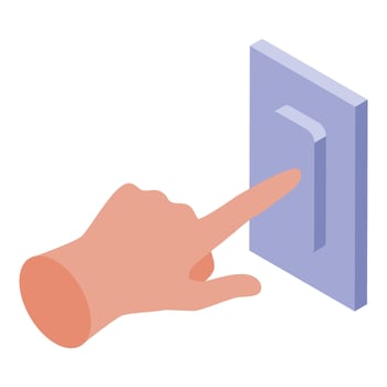 Hand turning on light switch, electricity control concept vector