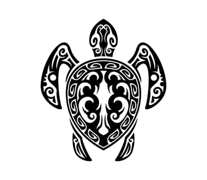 Maori tribal sea turtle reptile animal tattoo vector
