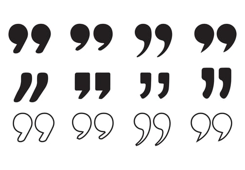 Quotemarks outline, speech marks, inverted commas vector