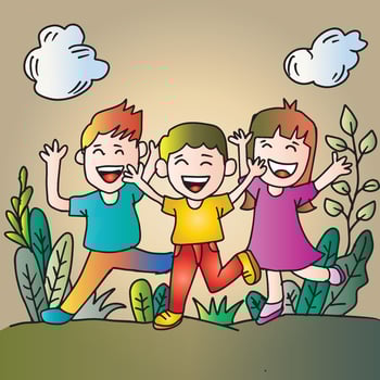 Happy children playing in the park. vector