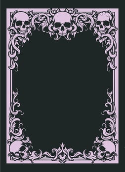 horror skull skull frame , frame for festival music poster , death metal poster frame ornament, metal band show poster vector