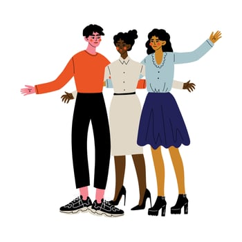 Meeting of Friends or Colleagues, People Enjoying and Having Fun Together Illustration vector