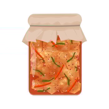 Illustration Logo Clipart Fermentation Radish Kimchi Ggakdugi Kkakdugi on a Jar vector