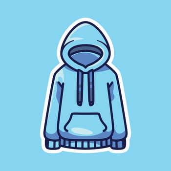 Minimalist Hoodie Illustration with Drawstring and Kangaroo Pocket Design. Cute Cartoon Isolated. vector