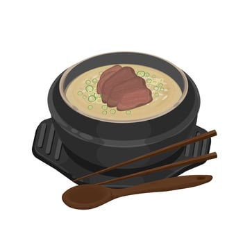 Illustration Logo Clipart Korean Beef Rice Soup Kongnamul Gukbap or Korean Rice Soup vector