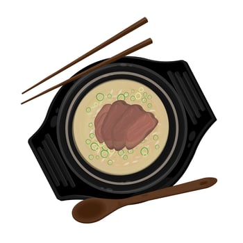 Illustration Logo Clipart Top View Korean Kongnamul Gukbap or Korean Rice Soup vector