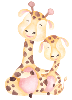 Cartoon giraffe hug each other.Cute animals.Suitable for decorating cards, posters.Hand draw with watercolor. png