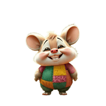 a cartoon mouse with a smile on its face png