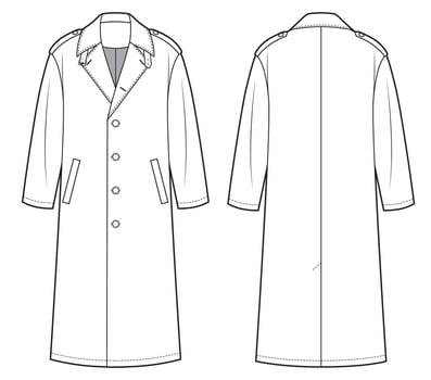 Leather coat fashion flat technical template vector