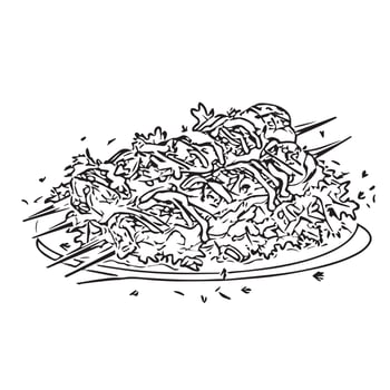 turkish dinner cuisine closeup traditional vector