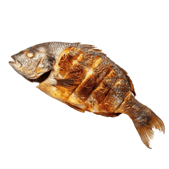 Grilled fish delicious seafood meal golden brown crispy skin png