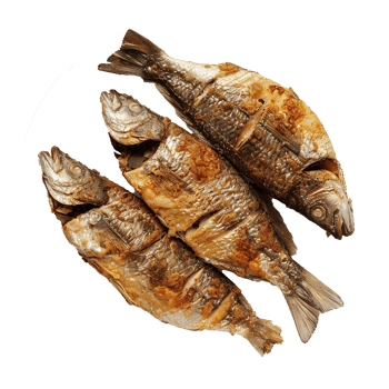 Three fried fish golden brown delicious seafood meal png