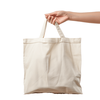 Woman's hand holding a beige tote bag eco friendly shopping bag png