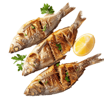 Delicious Roasted Fish Lemon Parsley Garnish png