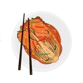 Illustration Logo Clipart Top View Cartoon Korean Kimchi vector