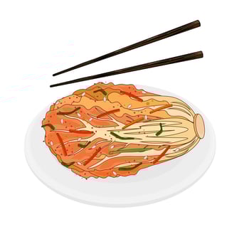 Illustration Logo Clipart Cartoon Traditional Napa Cabbage Kimchi vector