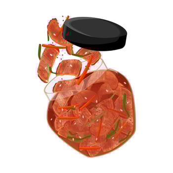 Illustration Logo Clipart Levitation Kimchi on a jar Isolated vector