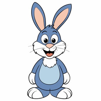 Cute cartoon rabbit isolated on white background. Front view. vector