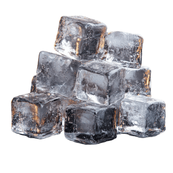 Clarity and coolness of freshly made ice cubes stacked against a white background isolated on transparent background. png