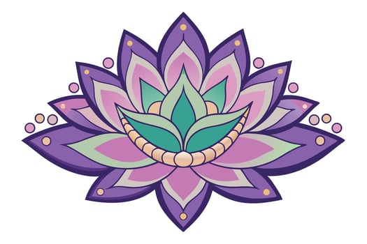 Ornate Purple Pink Lotus Mandala Flower Design Art vector