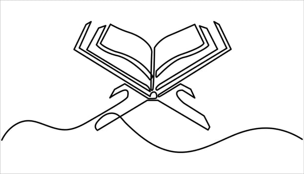 Quran continuous one line art drawing illustration vector