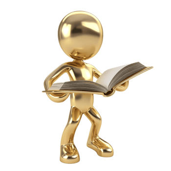 Golden Figure Reading an Open Book png