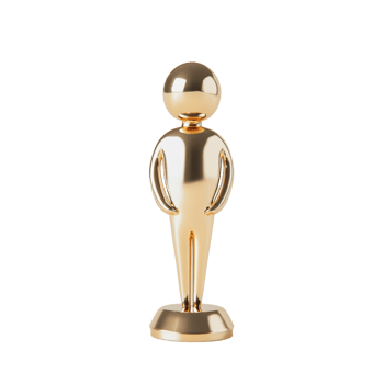 Golden Figurine Stands on Polished Base png
