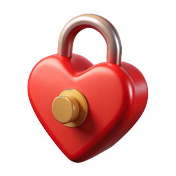 3D Render of a Heart-Shaped Padlock png