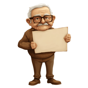 Elderly Man Holding Blank Sign Advertisement png
