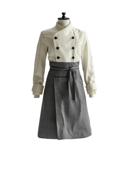 Chefs Jacket and Apron on Display Mannequin png