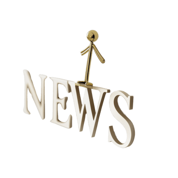 Golden Figure Stands Atop Gold News Letters png