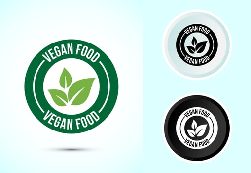 Vegan food icon design illustration. Organic logos and label. Vegan food diet icon vector