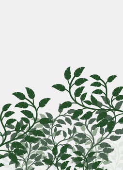 Abstract dense green leaf illustration. Natural background with place for text vector