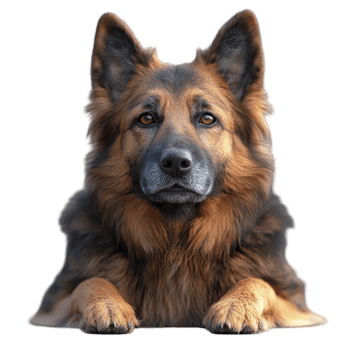 Majestic dog resting peacefully in a serene indoor environment during the afternoon sunlight isolated on transparent background. png