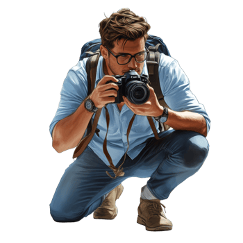 A Man With A Backpack Takes A Photograph png
