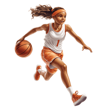 Young Female Basketball Player Dribbling In Motion png