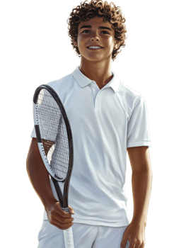 Young Tennis Player Holding Racket Smiling Brightly png