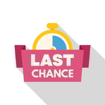 Last chance offer with stopwatch depicting limited time remaining vector
