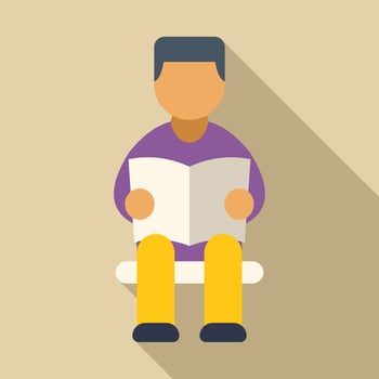 Man sitting and reading newspaper in waiting room vector