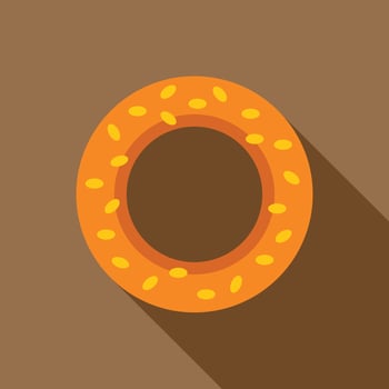 Turkish simit bread with sesame seeds on brown background vector