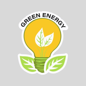 Green energy slogan on ecology sticker in flat design. illustration isolated. vector