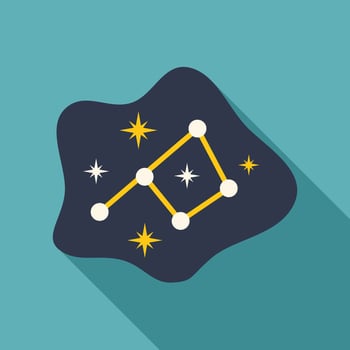 Constellation connecting stars in the night sky creating shapes with lines vector