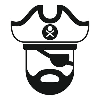 Bearded pirate captain wearing eye patch and tricorn hat vector