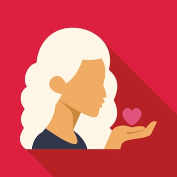 Woman holding heart symbol of love and charity vector