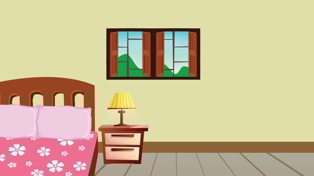 VIllage farmer house bedroom interior design background vector